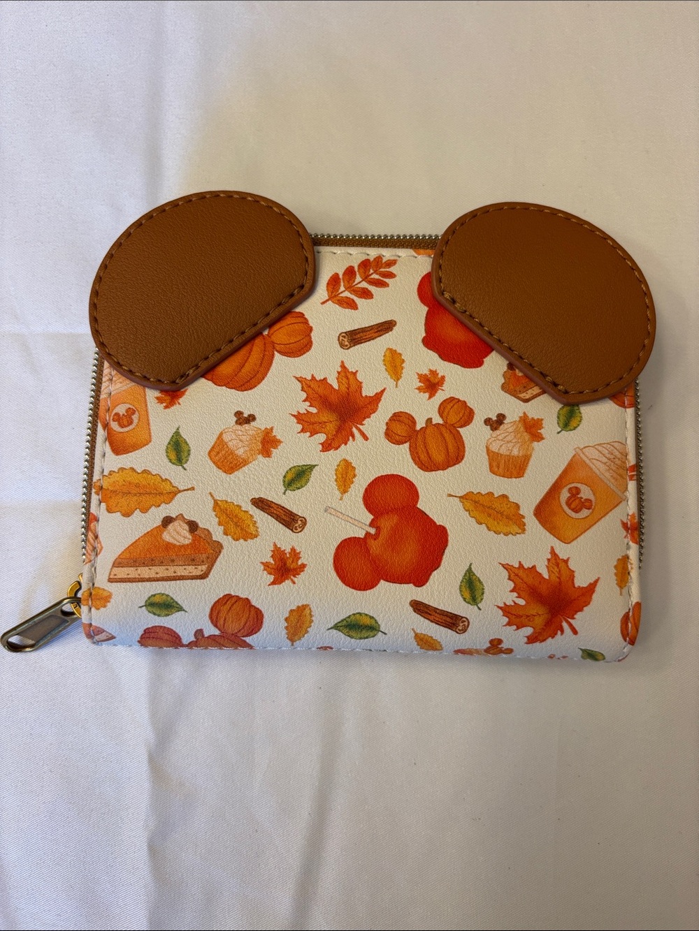 Loungefly White Wallet with Orange Pumpkin & Brown Logo Patch - Picture 2 of 4